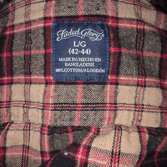 VTG Faded Glory Flannel Shirt Men's Lg 42/44 Plaid Button-Down L/S Unisex 90’s - Picture 4 of 11